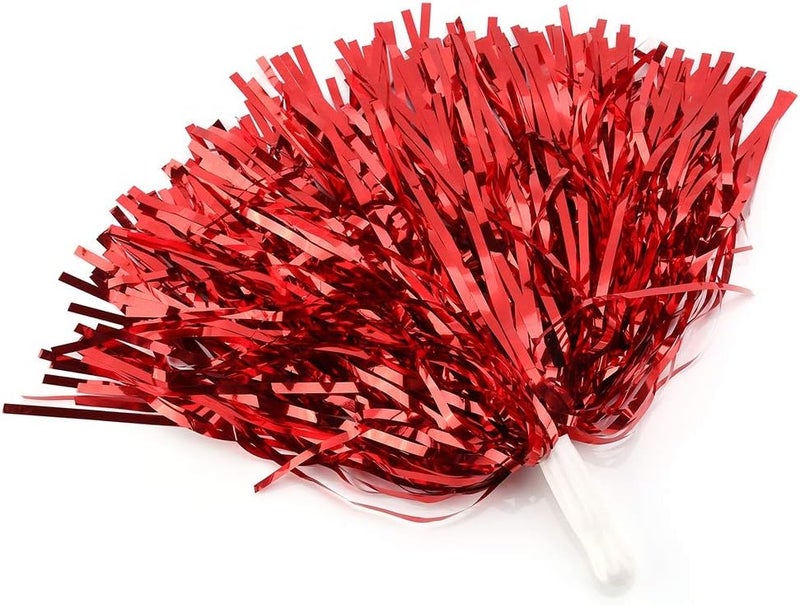 woobles Cheerleading Poms, Cheer Plastic Pom for Ball Fancy Dress Night Cheer Party Costume Sports Dance(Red) - Image 3